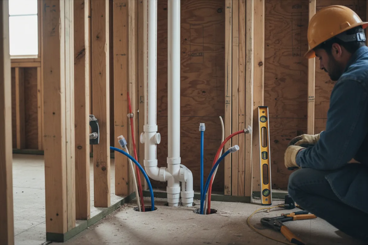 Drain and supply rough-in during Garbage Disposal Repair in Waynetown